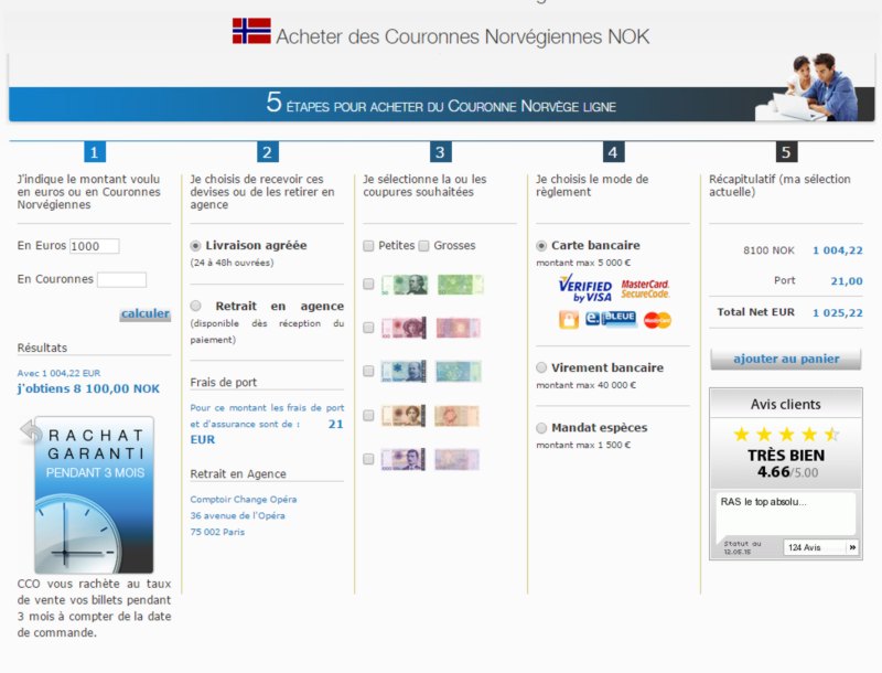 changer euros en couronnes norvegiennes