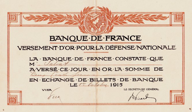 le vol de l'or des français en 1914